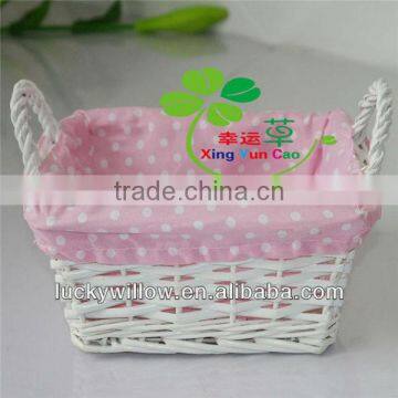 2017 White Rectangle Storage Willow Basket