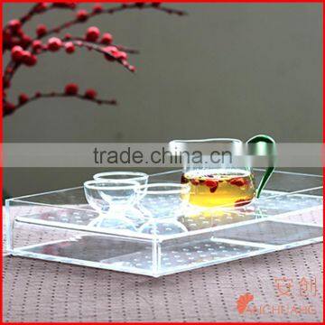 Clear Acrylic Serving Tray Tea Tray With Waterproof Divider photo-3