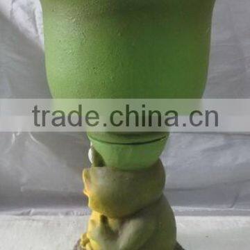 Knock-down Outdoor Garden Fiber Glass Clay Frog Flower Planter Pots photo-3