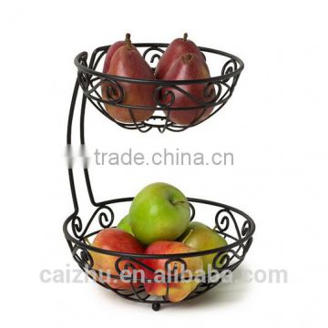 Home coffee house restaurant metal fruit storage rack, decorative wire vegetable mesh basket