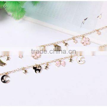 Cat Bowknot Star Moon Gold Charms Bracelet Gold Chain Bracelet photo-3