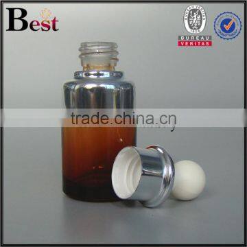 New Products Cosmetic Gradual Brown 20ml Glass Bottle Silver Aluminum Dropper for Cosmetic Essence Perfume China Suppliers photo-2