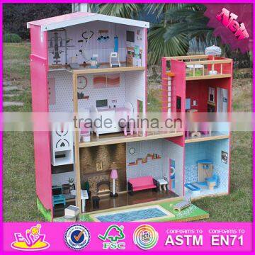 2016 New Design Full Size Children Pretend Play Wooden Uptown Dollhouse With Furniture W06A152 photo-4