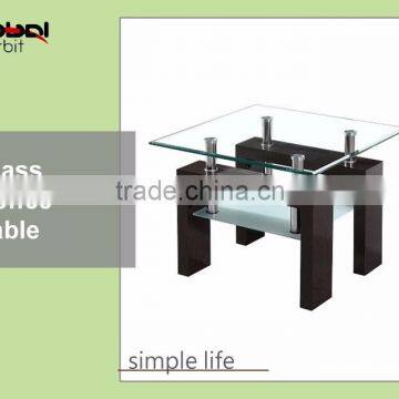 Living Room Furniture Metal Frame Square End Glass Coffee Table