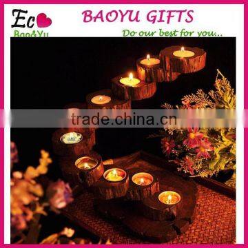 Nature teak wood rotary candle holder with free nice candles handmade crafts high quality wood candlestick