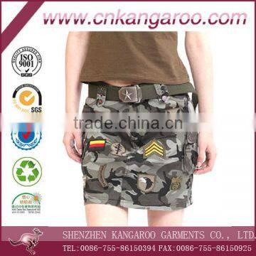 Fashionable Military Camouflage Cotton Ladies Skirt