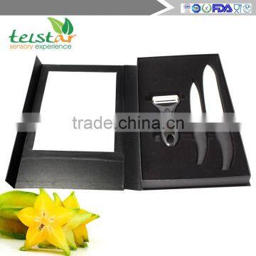 High-grade Wooden Box Ceramic Knife Set Pure White ABS Handle Ceramic Knife Three-piece Suit photo-3