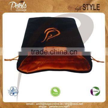 High Quality Drawstring Pouch With Customized Logo - Velvet Drawstring Pouch With Satin Lining - With Embroidery Logo - Luxary photo-5