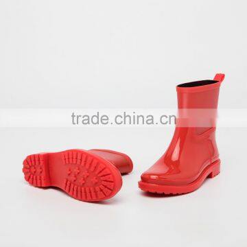 Outdoor Garden Farm Weeding Use Fashion Waterproof Antislip Mid Tube Pure Solid Color Soft PVC Gum Boots Rain Waterproof Shoes photo-3