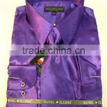 Satin Dress Shirts Men Tie&hanky Man Satin Shirt photo-4