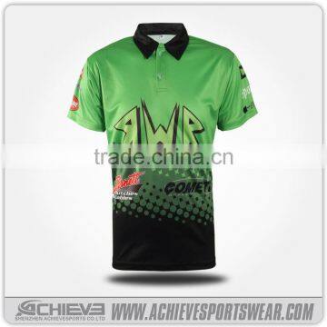 100% polyester casual T shirts custom dye sublimation motor polo gym racing polo jerseys