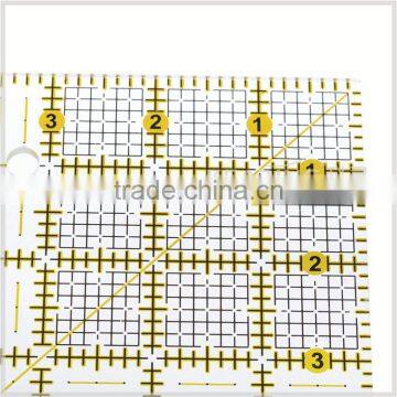 Kearing Yellow Durable 3mm Acrylic 6.5 ''*6.5 '' Inch Square Grid Quilting Patchwork Ruler for Dressmaking Handicraft #KPR65D photo-2