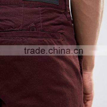 High Quality Latest Custom Side Slant Pockets Turn Up Hem Men's Brown Slim Fit 97% Cotton 3% Elastane Button Fly Fashion Shorts photo-3