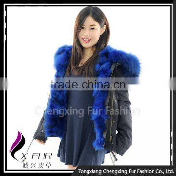 CX-G-P-01C Women Wholesale Genuine Raccoon Fur Lining Raccoon Fur Collar Fur Parka Coat photo-2