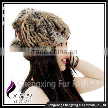 CX-C-240B Handknitted Womens Fashion Rex Rabbit Fur Hats and Caps photo-6