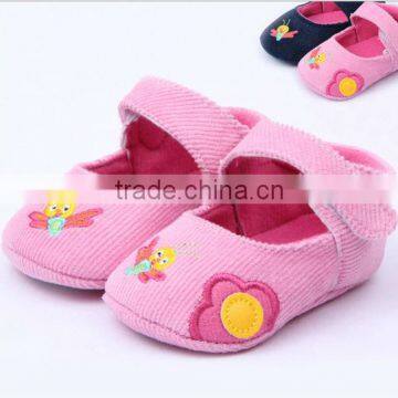 2017 new baby corduroy shoes fashon butterfly baby shoes for walking designer