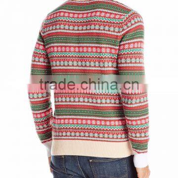 Men Light Kahki Sweater Faux-Cardigan Pattern Christmas Jumper photo-2