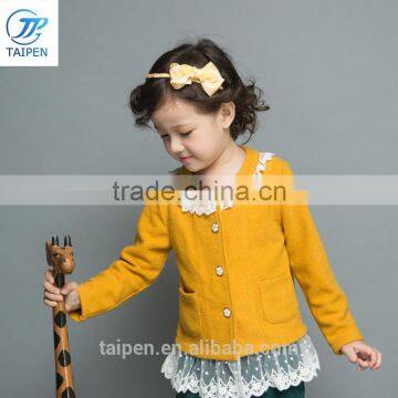 Long Sleeve Girls Knitted Outfits With Lace Girls Boutique Clothing For 2017 Spring Children Clothing OEM Service photo-2