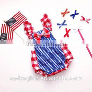 Newborn Baby Girls First 4th July Romper Kids Flutter Sleeve Bubble photo-2