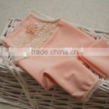 Newborn Baby Girls Lace Rompers Pink Cute Clothes Vintage Lace Rompers photo-2