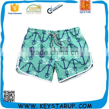 Blue Anchor Pattern Print Women in Stock Sports Wear Female Beach Shorts