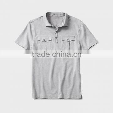 China Wholesale Pure Color Pocket Short Sleeve Polo Shirt for Men