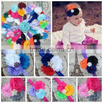 Boutique Tripple Shabby Chiffon Flower Toddler Head Bands In stock, Girl baby hair accessories