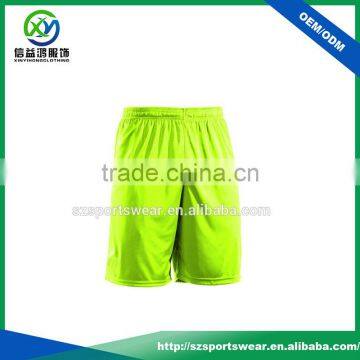 Blank Fluorescent yellow Polyester Spandex Elastic Waistband Basketball short for men