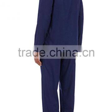 Notched Collar Mens Sleepwear Cotton Pajamas Boy Blank Leisure Suit