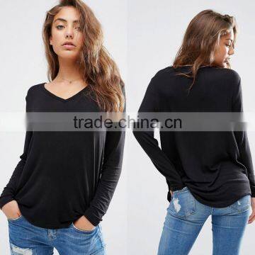 Latest V neck 2016 ladies cotton women tops women formal blouse designs for wholesale