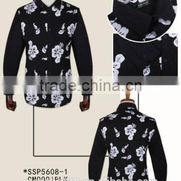 Latest 100% Cotton Fashion Design Floral Casual Men Shirts photo-4