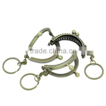 Metal Frame Kiss Clasp Arch For Purse Bag Antique Bronze Ball Key Chain 5x4cm(Open:7.9x5cm),5Pc,Customize