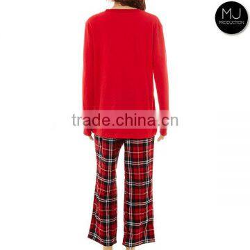 Factory Small Minimum Plaid Pattern Christmas Pajamas Women Wholesale photo-3