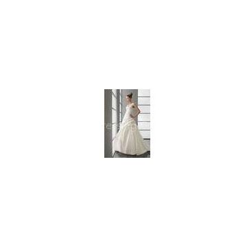 Fully Boned Ball Gown V - Neck Straps Wedding Dressing Gowns / Bridal Gown with Beadings