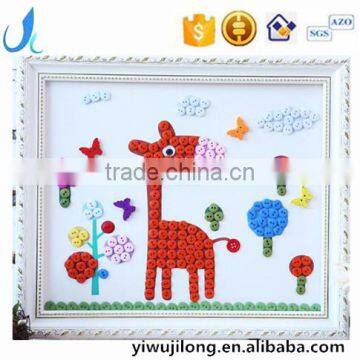 Children diy button picture handmade button stickers craft creative toys for kindergarten kids