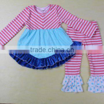 Long sleeves baby girl stripes spring clothes set made in China