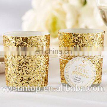 Gold Theme Glitters Candle Hoder For Wedding Party Decoration