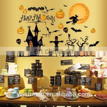 Halloween Theme Castle Pumpkin Bat Window/Wall Sticker Halloween Decoration Home Decoration