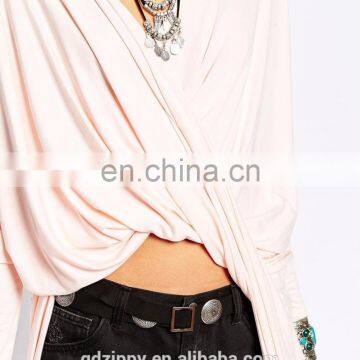 Plunge Neck Short Front Long Back Top Women Sexy Tops photo-4