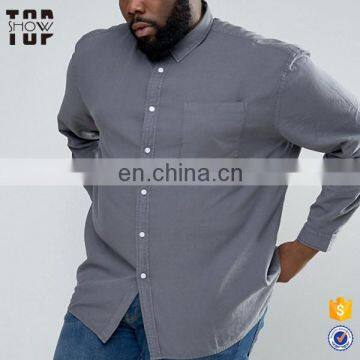 2017 plus size men's clothing western shirt with grey wash cotton shirt