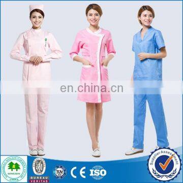 2015 Fashion Nurse Uniform Dress / Medical Scrubs / Beautician Uniform For Hospital With Japanese Fabric