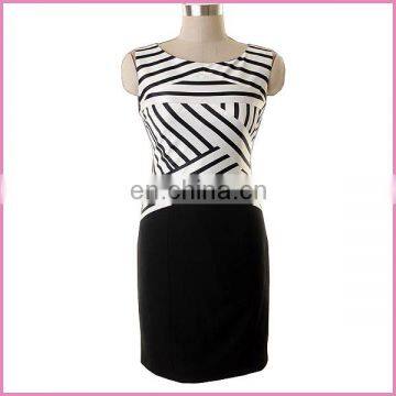 top striated tank patched black black OL dress elastic short dress