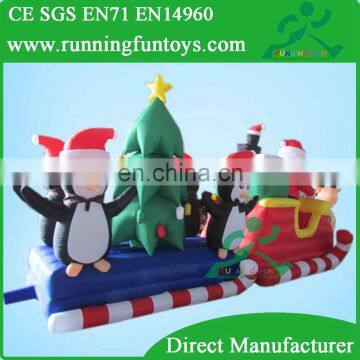 Commercial X-max inflatable Santa with sleigh, advertising inflatable santa Christmas decorations