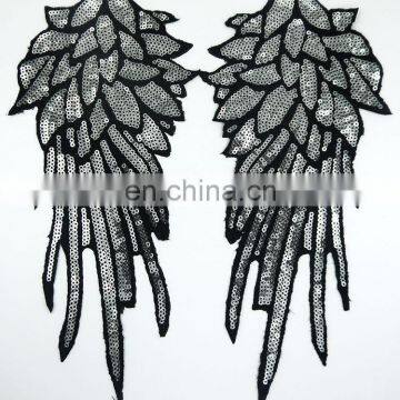 2017 silver wing patches embroidered applique with sequins iron coat of arms patches