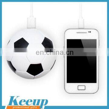 Made in China promotional customized cheapest soccer shape power bank with keyring