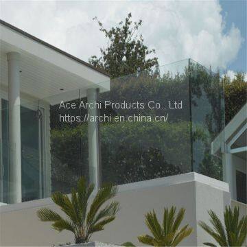 Popular Aluminum Glass Balustrade Design / Interior Aluminum U Channel Glass Railing