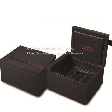 Custom Luxury wooden watch box brown packaging box with sliding lock design