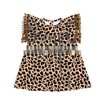 Cheetah Leopard Pom Pom Girls Dress Boutique Style Dress Baby Dress photo-2