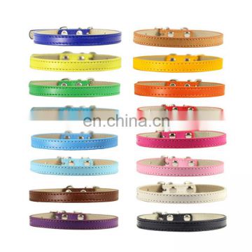 New design free decoration PU Leather Solid Soft dog leash and collar