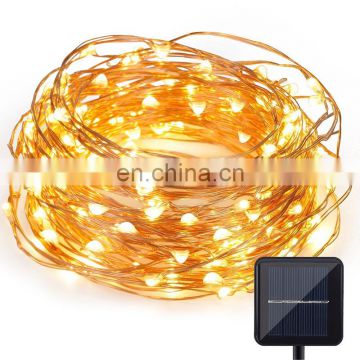 10M Outdoor Solar Powered Copper Wire LED String Lights    for Christmas Garden Holiday Decoration